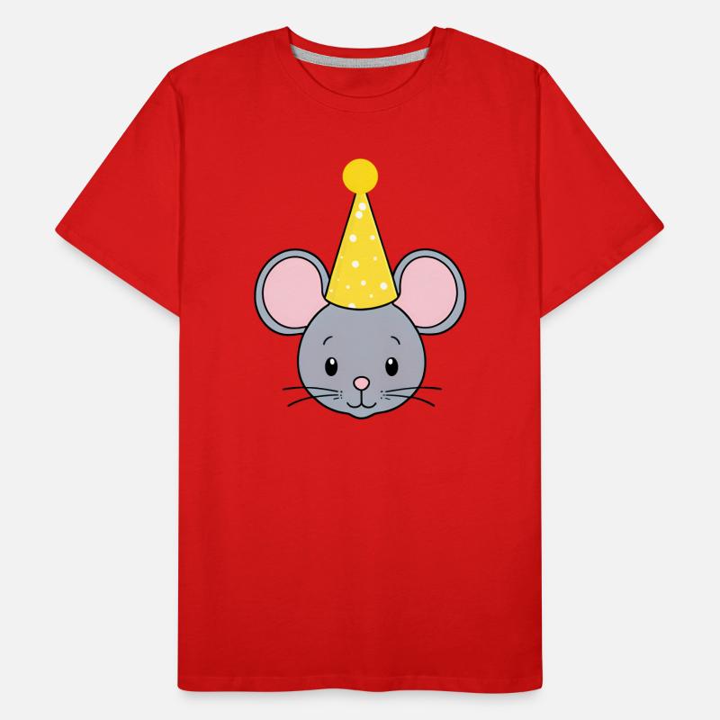 Cute mouse with party hat Men's Premium Organic T-Shirt