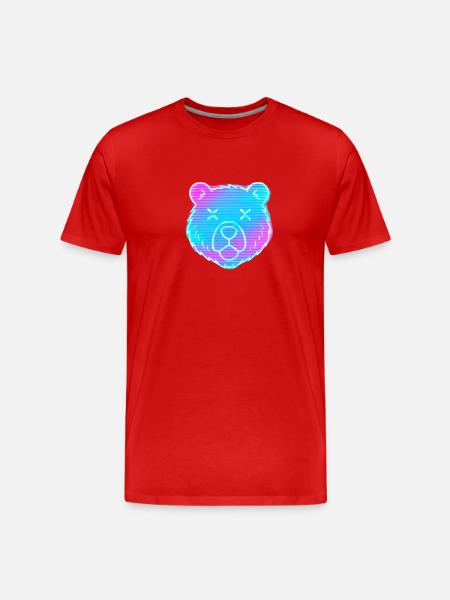 Neon Bear Head Gradient - Men's Premium Organic T-Shirt - red