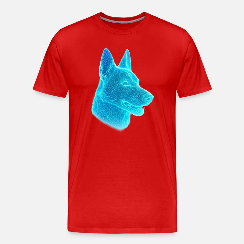 Neonwolf Kopf Netzkunst - Männer Premium Bio T-Shirt - Rot