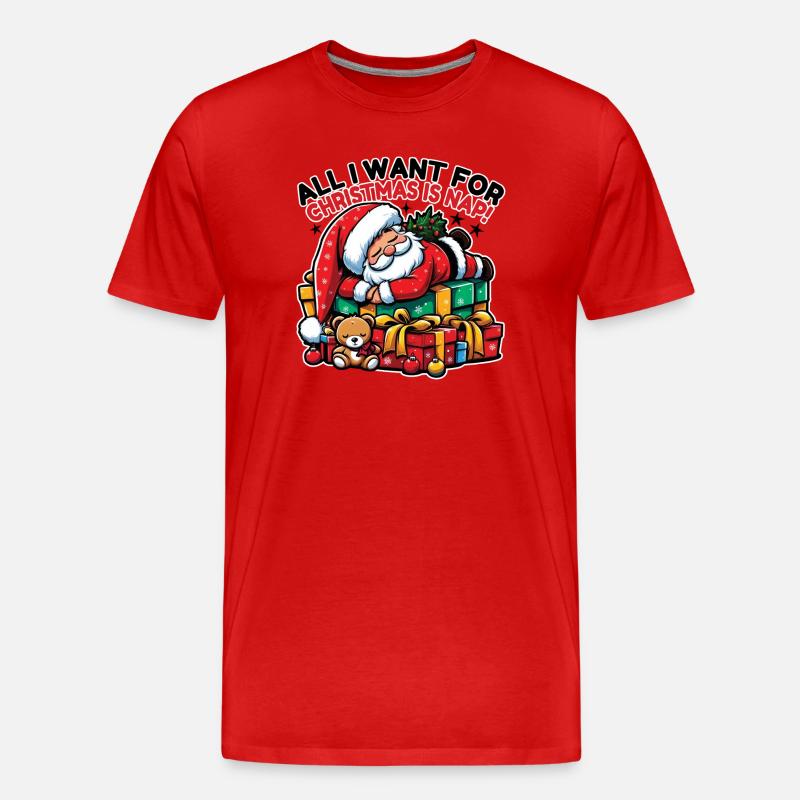 Santa Nickerchen – Traumhafte Weihnachtsruhe - Männer Premium Bio T-Shirt - Rot