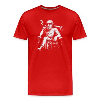 Socrates Smoker auf Samtstuhl - Männer Premium Bio T-Shirt - Rot - Vorne - Damien (186cm)
