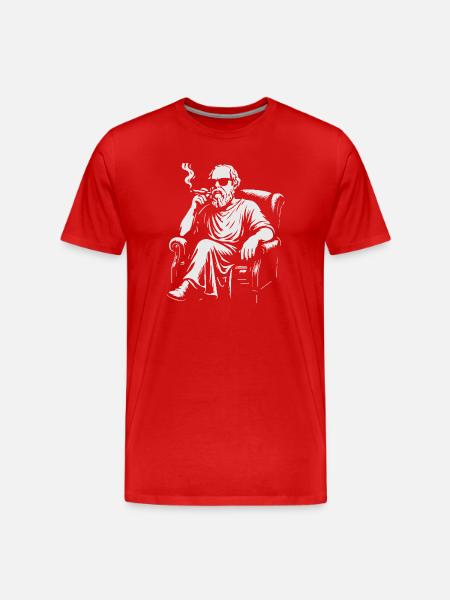 Socrates Smoker auf Samtstuhl - Männer Premium Bio T-Shirt - Rot