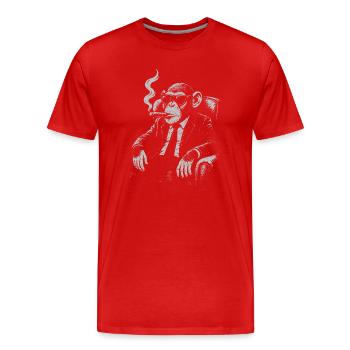 Zigarrenaffe im Anzug - Männer Premium Bio T-Shirt - Rot - Vorne - Damien (186cm)