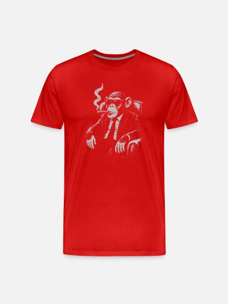 Cigar Ape in Suit - Men's Premium Organic T-Shirt - red