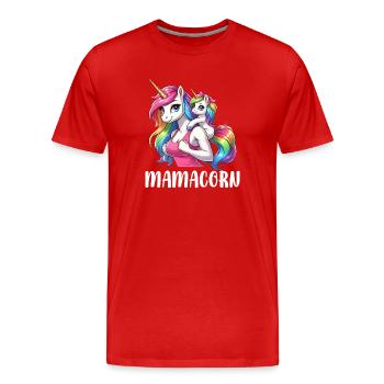 Mamacorn Mama Unicorn Mor Damer Matchende Look - Herre Premium T-shirt økologisk - rød - Foran - Damien (186cm)