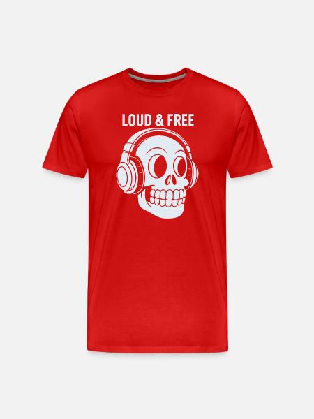 Skull Headphones Loud Free - Men's Premium Organic T-Shirt - red