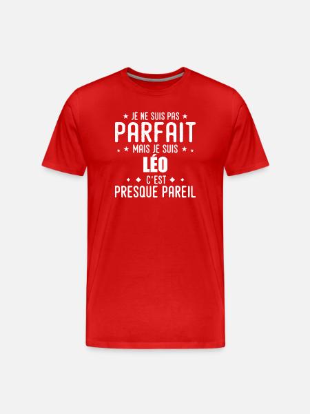 Leo: authentic, imperfect, top, perfection - Men's Premium Organic T-Shirt - red