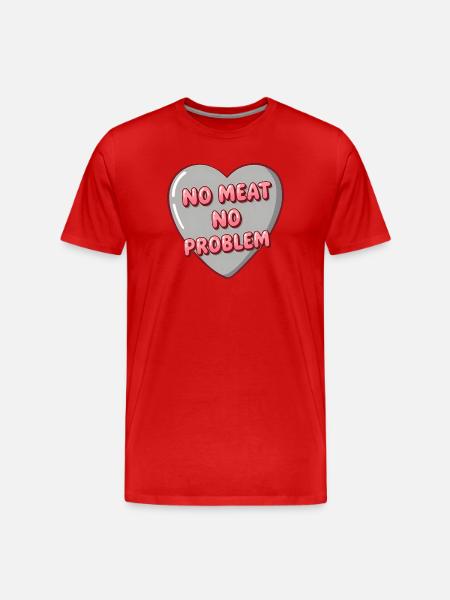 Bubble Heart – No Meat No Problem - Men's Premium Organic T-Shirt - red