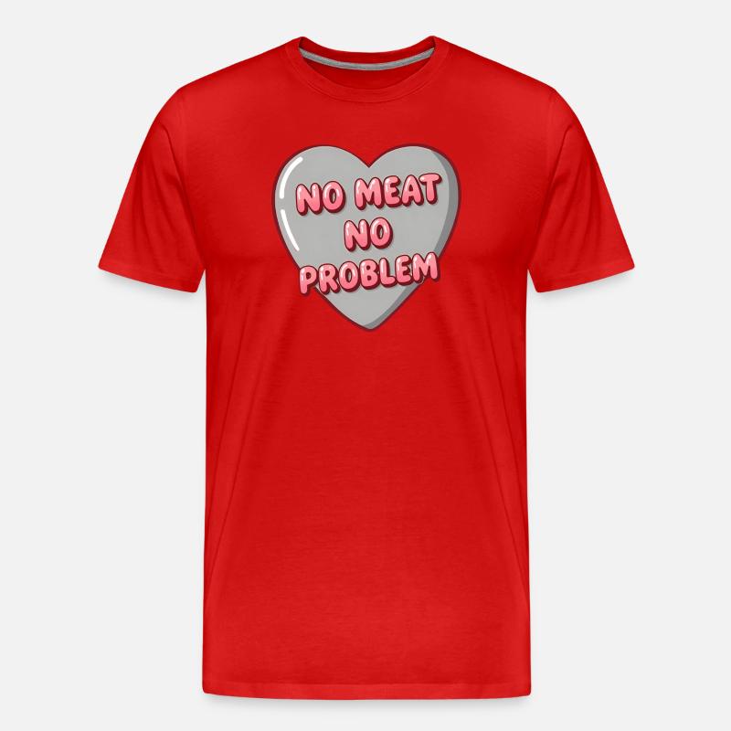 Bubble Herz – No Meat No Problem - Männer Premium Bio T-Shirt - Rot