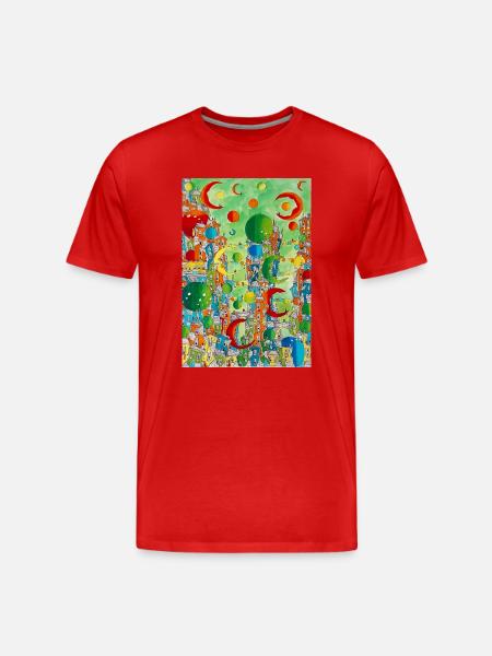 Bunte schwimmende Stadt - Männer Premium Bio T-Shirt - Rot