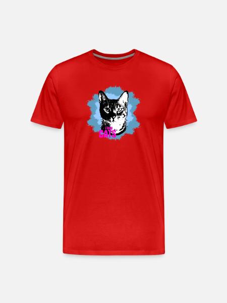 Cat Love Blue Splash - Men's Premium Organic T-Shirt - red