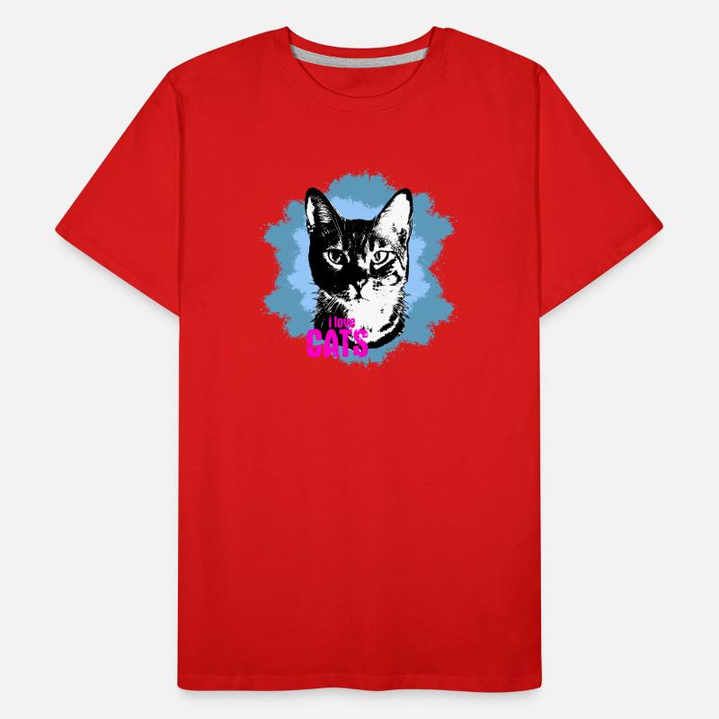 Katzenliebe Blau Spritzer Männer Premium Bio T-Shirt