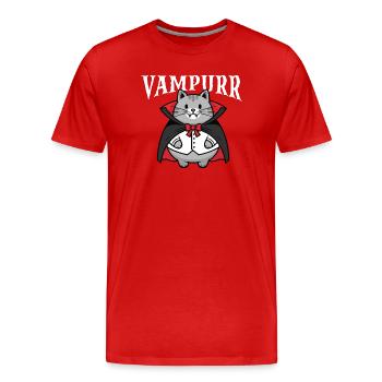 Vampurr Spooky Halloween Vampire Chat - T-shirt bio Premium Homme - rouge - Devant - Damien (186cm)