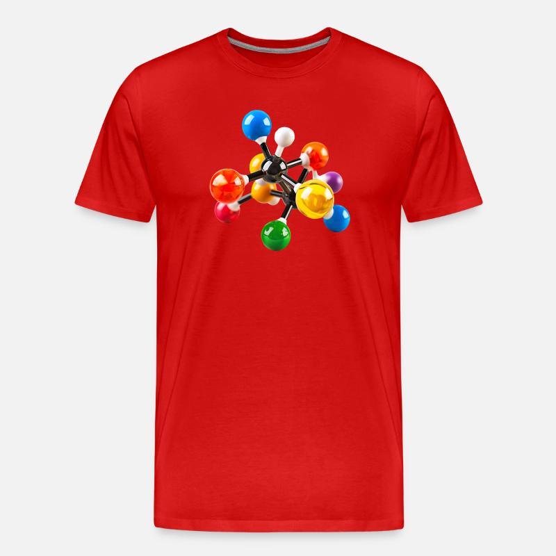 Bunte Molekülstruktur Muster - Männer Premium Bio T-Shirt - Rot