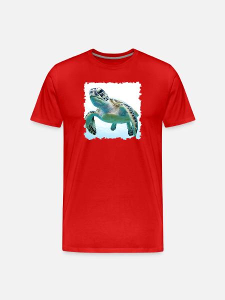 Underwater turtles close-up - Men's Premium Organic T-Shirt - red