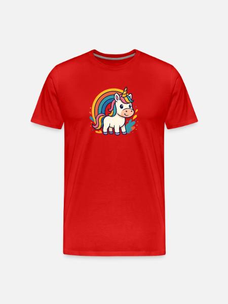 Rainbow Unicorn Graphic - Men's Premium Organic T-Shirt - red