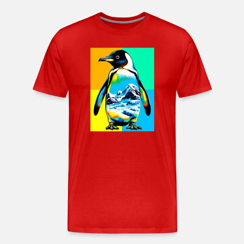 Pinguin - Männer Premium Bio T-Shirt - Rot
