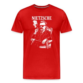 Nietzsche raucht als Mafia-Guru eine Zigarre - Männer Premium Bio T-Shirt - Rot - Vorne - Damien (186cm)