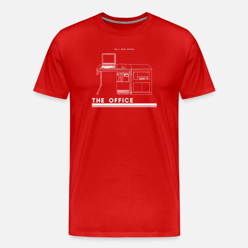 Retro Schreibtisch Silhouette - Männer Premium Bio T-Shirt - Rot