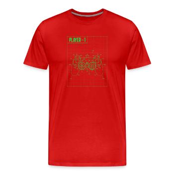 Player1 Blueprint Controller Neon - Männer Premium Bio T-Shirt - Rot - Vorne - Damien (186cm)