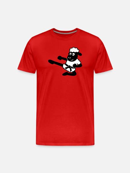 Karate Schaf - Männer Premium Bio T-Shirt - Rot