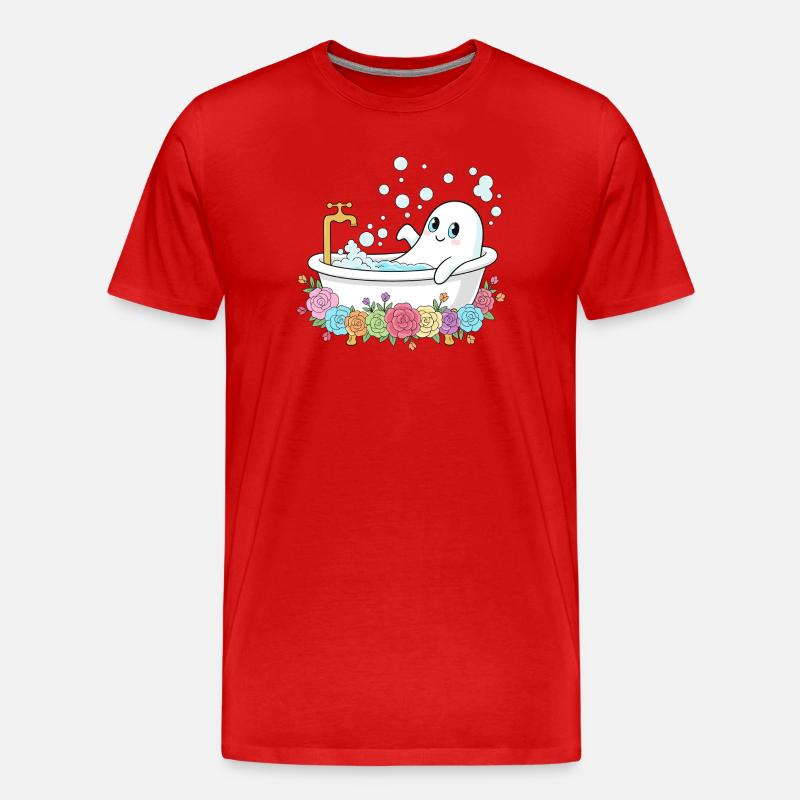 Lustiger Geist im Blütenbad - Männer Premium Bio T-Shirt - Rot