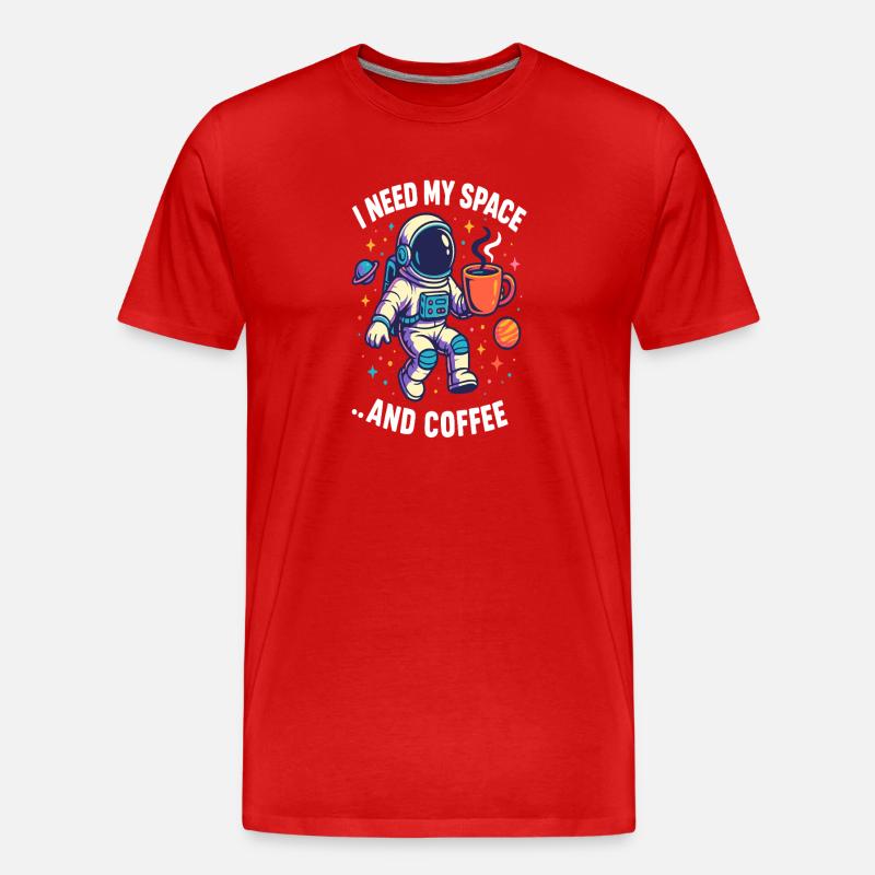 Astronaut mit Kaffee - Männer Premium Bio T-Shirt - Rot