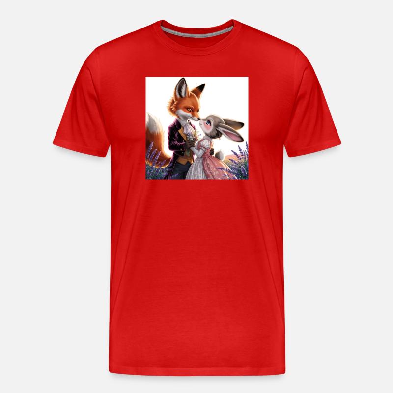 Fabelhochzeit: Fuchs und Hase - Männer Premium Bio T-Shirt - Rot