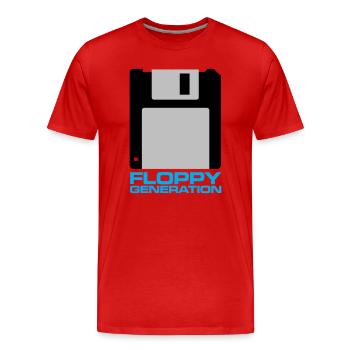 Disquette Génération 3.5 - T-shirt bio Premium Homme - rouge - Devant - Damien (186cm)