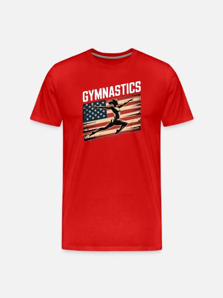American Gymnastics Flag Jump - Men's Premium Organic T-Shirt - red