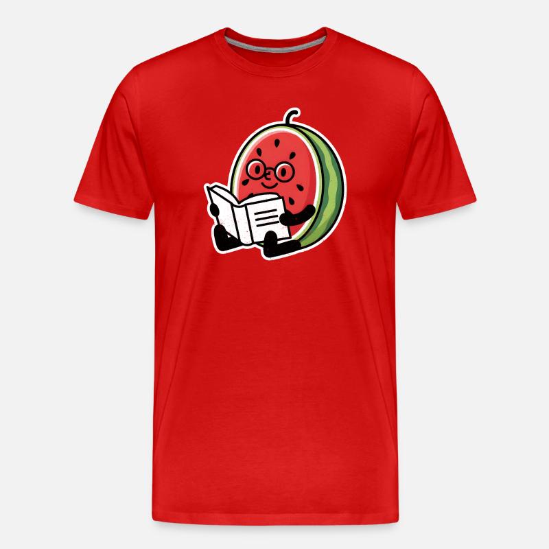 Wassermelone Leseheld - Männer Premium Bio T-Shirt - Rot