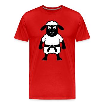 Karate Sheep - Men's Premium Organic T-Shirt - red - Front - Damien (186cm)