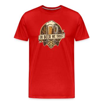 Dans la bière en qui nous avons confiance - T-shirt bio Premium Homme - rouge - Devant - Damien (186cm)