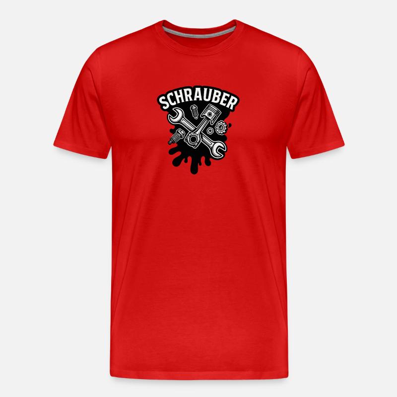 Schrauber Kraftwerk Logo - Männer Premium Bio T-Shirt - Rot