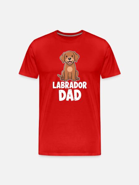Labrador Dad - Cartoon Welpe  - Männer Premium Bio T-Shirt - Rot