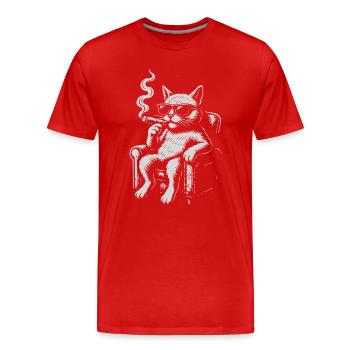 Cool Cat Lounger avec Cigare - T-shirt bio Premium Homme - rouge - Devant - Damien (186cm)