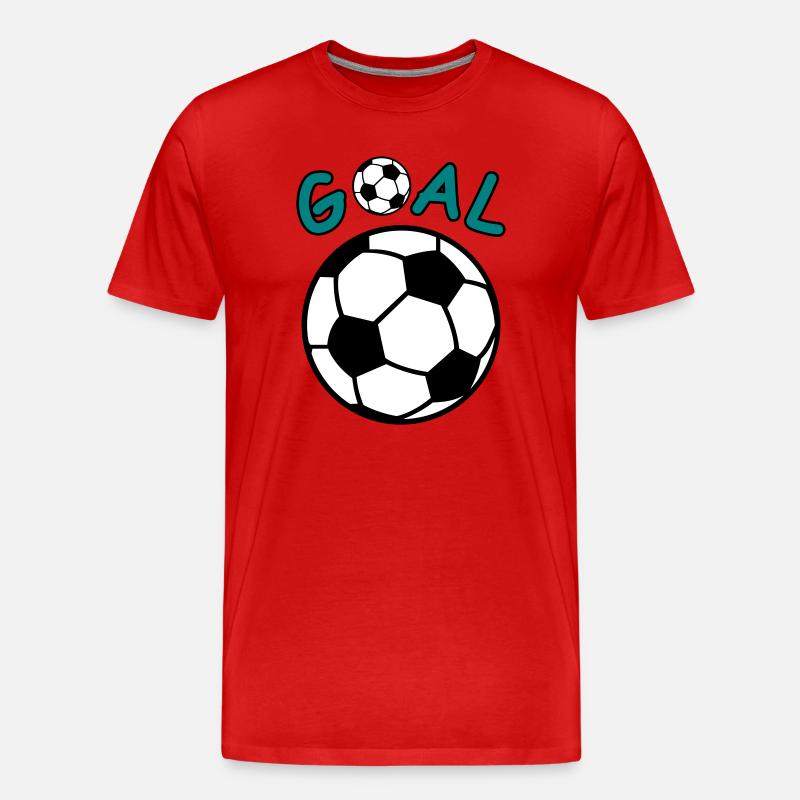 Fussball mit Goal Schriftzug - Männer Premium Bio T-Shirt - Rot