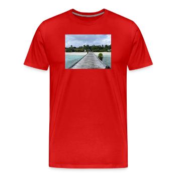 Tropischer Pier am türkis Meer Kudafushi Malediven - Männer Premium Bio T-Shirt - Rot - Vorne - Damien (186cm)