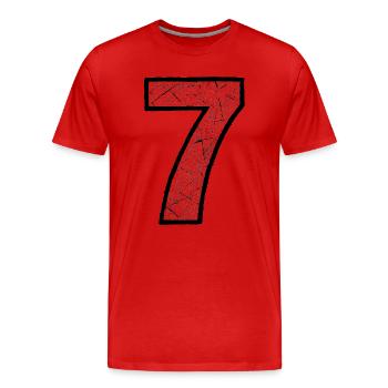 Rissiger Sieben Ziffer Muster - Männer Premium Bio T-Shirt - Rot - Vorne - Damien (186cm)