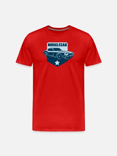 Muscle Car Badge Retro Shield - Men's Premium Organic T-Shirt - red