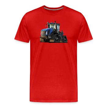 Tractor with crawler drive - Men's Premium Organic T-Shirt - red - Front - Damien (186cm)