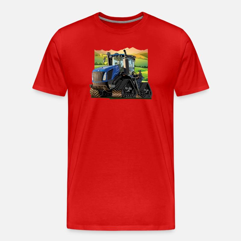 Traktor auf dem Land - Männer Premium Bio T-Shirt - Rot