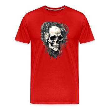 Skull - Männer Premium Bio T-Shirt - Rot - Vorne - Damien (186cm)