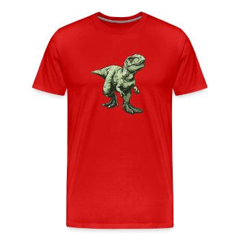 Grüner Dino T Rex Comic Stil - Männer Premium Bio T-Shirt - Rot - Vorne - Damien (186cm)
