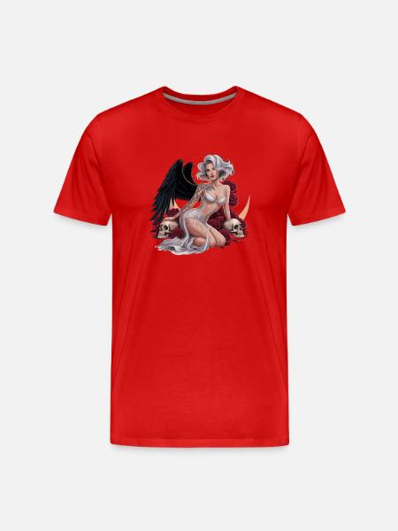 Mystical Angels with Black Wings and - Men's Premium Organic T-Shirt - red