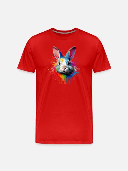 Kaninchen Farbschleier - Männer Premium Bio T-Shirt - Rot