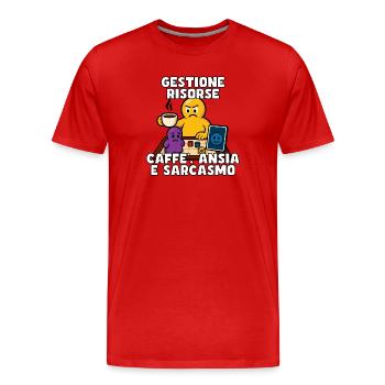 Resource Management: Coffee & Anxiety - Men's Premium Organic T-Shirt - red - Front - Damien (186cm)