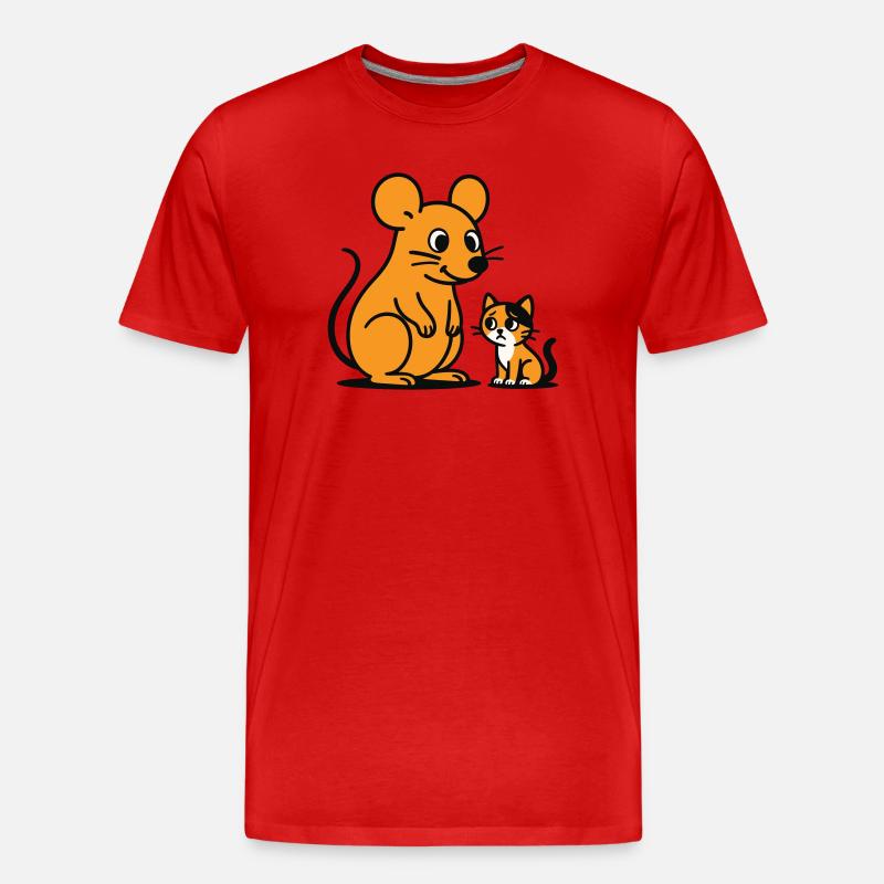 Kuschelige Maus und Kätzchen Duo - Männer Premium Bio T-Shirt - Rot