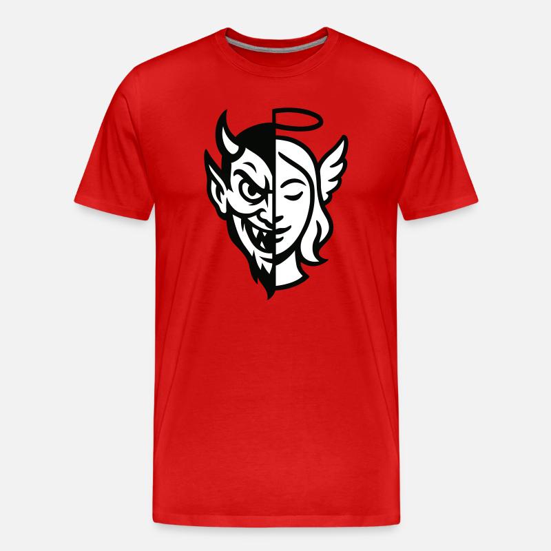 Split Face Dämon Engel - Männer Premium Bio T-Shirt - Rot