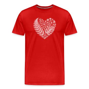 Herz aus tropischem Laub - Männer Premium Bio T-Shirt - Rot - Vorne - Damien (186cm)